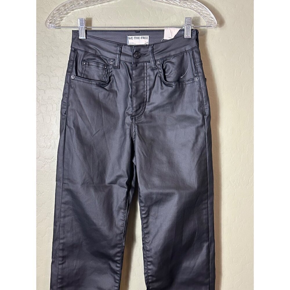 New We The Free Pacifica High Rise Slim Coated Pleather? Pants SZ 24 - Picture 4 of 4